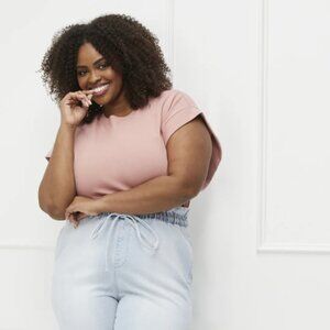 BLACK Eloquii Elements Cut Off Sleeve T Shirt